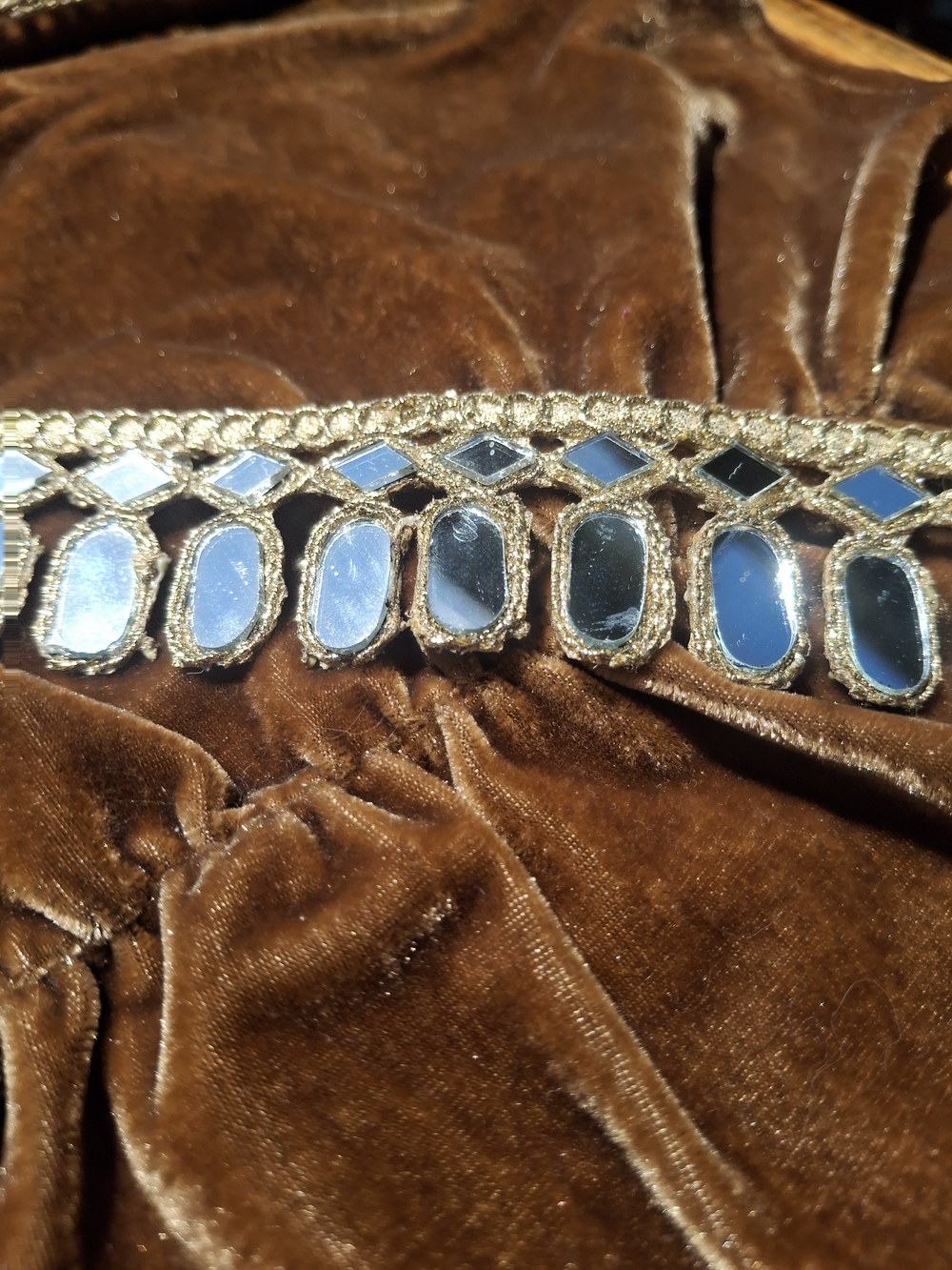 Handmade Gold Mirror Glass Fringe Choker Necklace - Women's Jewelry Silver Boho - Picture 4 of 8